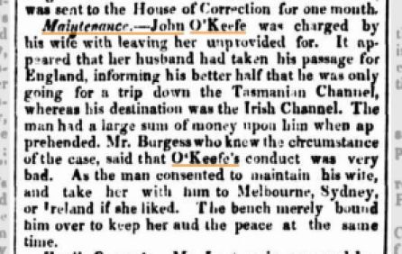 "POLICE INTELLIGENCE." The Hobart Town Mercury (Tas. : 1857) 4 Feb 1857: 3. Web. 10 Feb 2015 .
